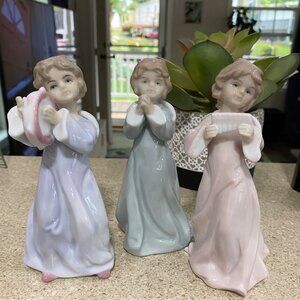Vintage Baum Bros Formalities porcelain angel figurines set of 3 Christmas music
